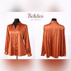 Belldini Los Angeles NWT Satin Pleated Back Blouse Large